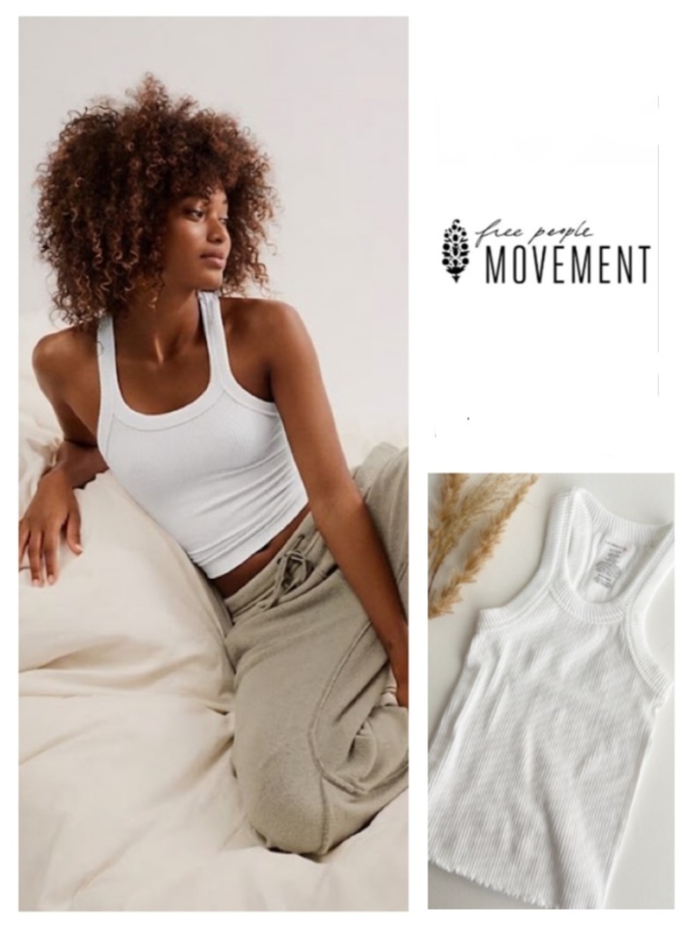 NEW! Free People Ribbed Seamless Tank in white (M/L)